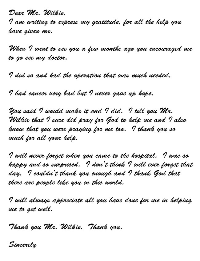 Letter from Client
